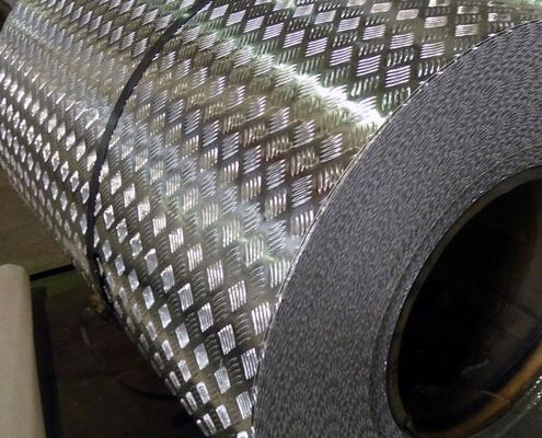 5 Bar Aluminium Chequer Plate Embossing Ribbed Aluminum Sheet Cold Rolling